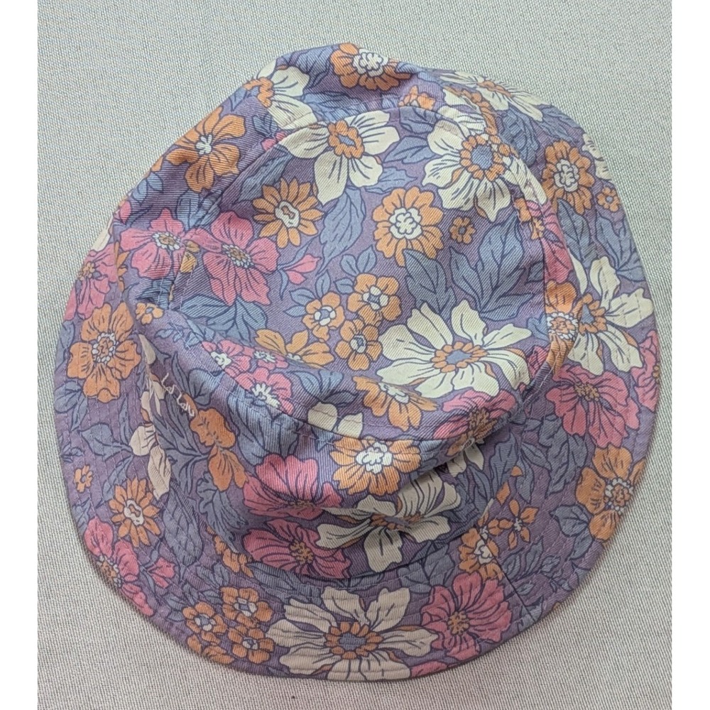 Ivory Ella Bucket Hat Womens One Size Purple Floral Cotton Excellent Festival